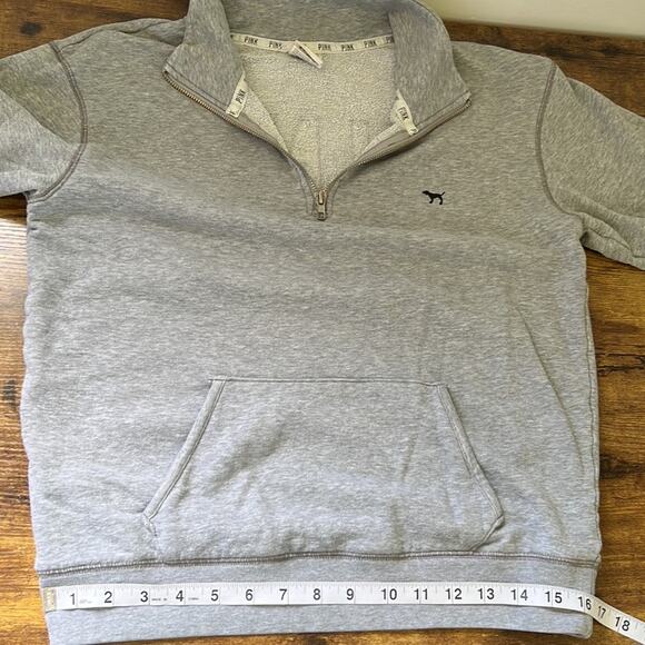 PINK Animal Print Graphic Gray Partial Zip Up Sweater - Picture 10 of 12